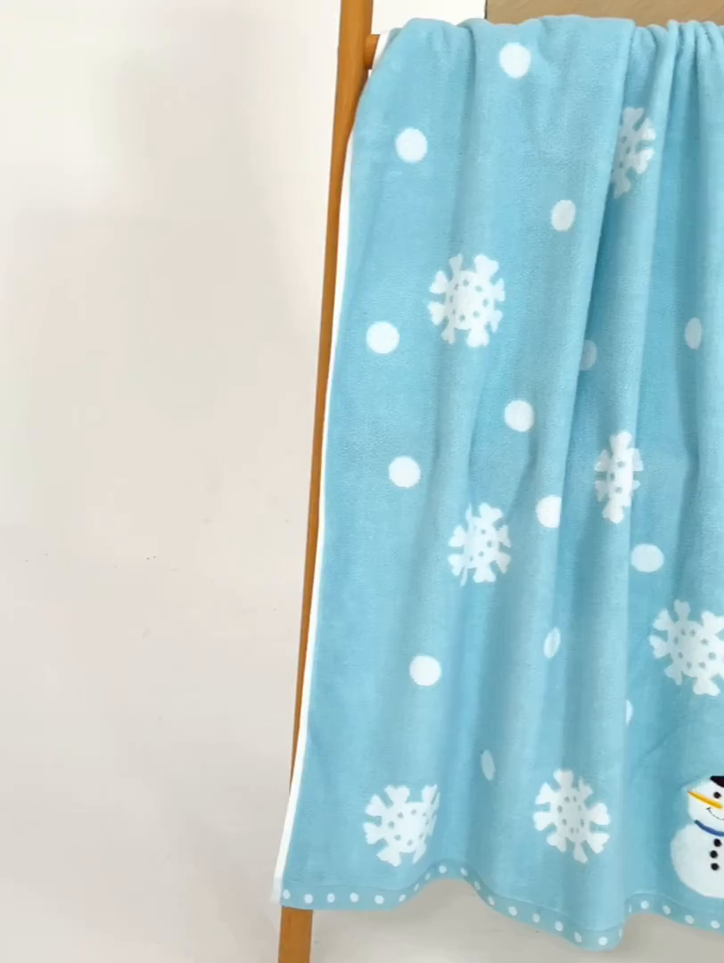 91家纺网 家纺一手货源 找家纺 棠薇家纺 2025新款全棉股纱毛巾浴巾套巾绣花纯棉浴巾毛巾卡通成人儿童学生 浴巾-雪人兰 浴巾140*70