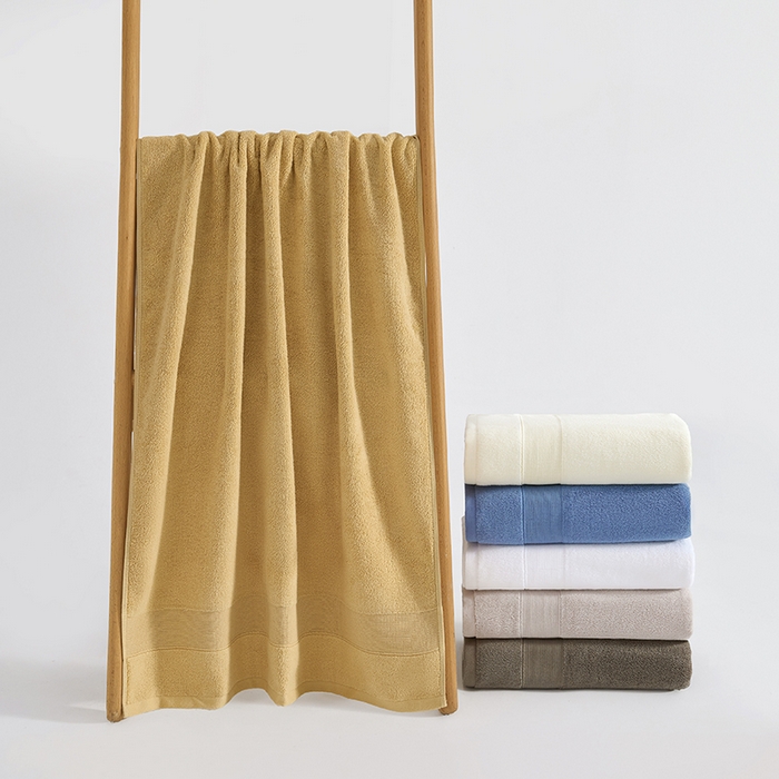 91家纺网 家纺一手货源 找家纺 棠薇家纺 2025新款素色全棉股纱毛巾浴巾套巾纯色 纯棉浴巾毛巾民宿宾馆酒店 浴巾-麦黄 浴巾140*70