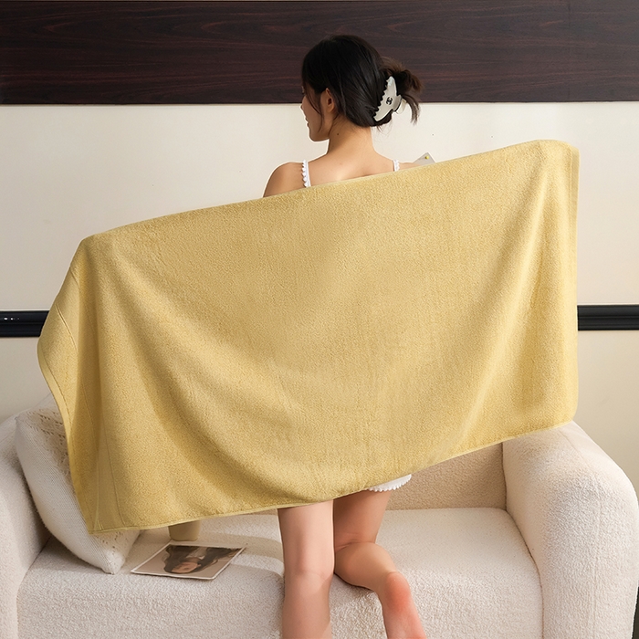 91家纺网 家纺一手货源 找家纺 棠薇家纺 2025新款素色全棉股纱毛巾浴巾套巾纯色 纯棉浴巾毛巾民宿宾馆酒店 毛巾-麦黄 毛巾 74*35cm