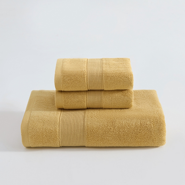 91家纺网 家纺一手货源 找家纺 棠薇家纺 2025新款素色全棉股纱毛巾浴巾套巾纯色 纯棉浴巾毛巾民宿宾馆酒店 浴巾-麦黄 浴巾140*70