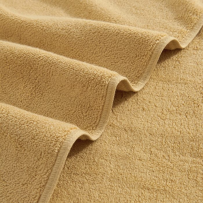 91家纺网 家纺一手货源 找家纺 棠薇家纺 2025新款素色全棉股纱毛巾浴巾套巾纯色 纯棉浴巾毛巾民宿宾馆酒店 浴巾-麦黄 浴巾140*70