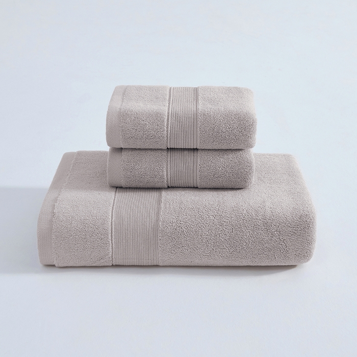 91家纺网 家纺一手货源 找家纺 棠薇家纺 2025新款素色全棉股纱毛巾浴巾套巾纯色 纯棉浴巾毛巾民宿宾馆酒店 浴巾-米灰 浴巾140*70