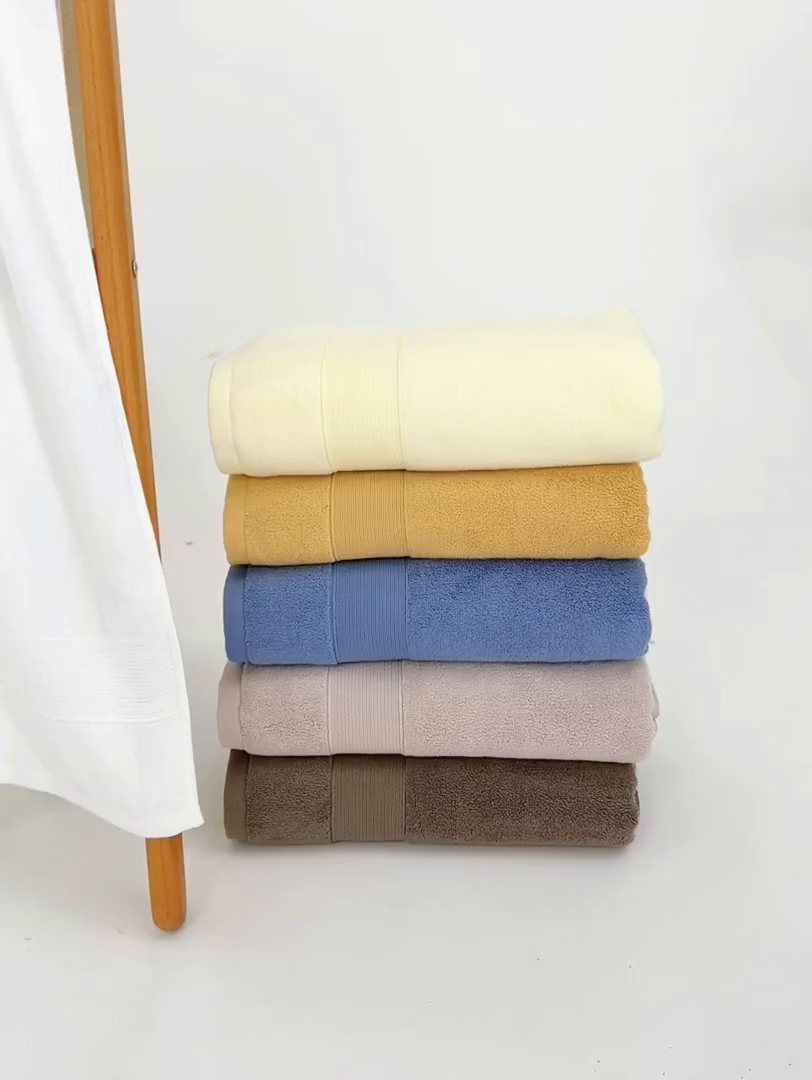 91家纺网 家纺一手货源 找家纺 棠薇家纺 2025新款素色全棉股纱毛巾浴巾套巾纯色 纯棉浴巾毛巾民宿宾馆酒店 浴巾-极致白 浴巾140*70