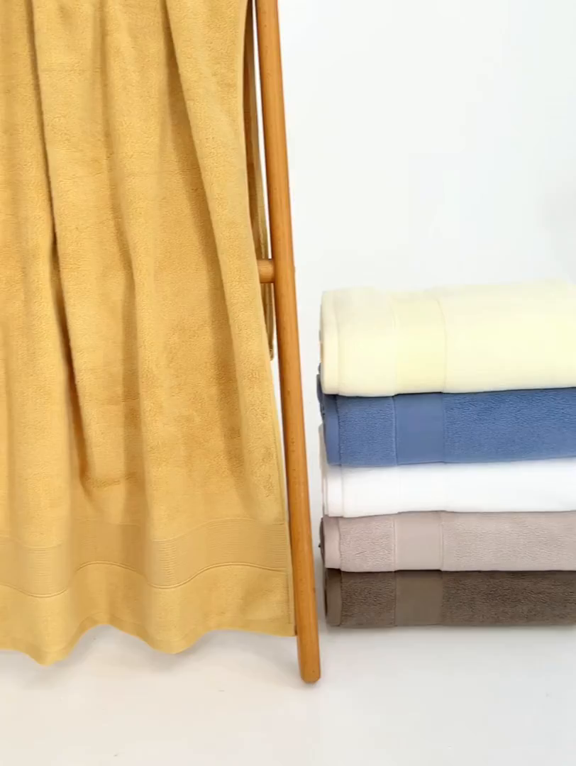 91家纺网 家纺一手货源 找家纺 棠薇家纺 2025新款素色全棉股纱毛巾浴巾套巾纯色 纯棉浴巾毛巾民宿宾馆酒店 浴巾-麦黄 浴巾140*70