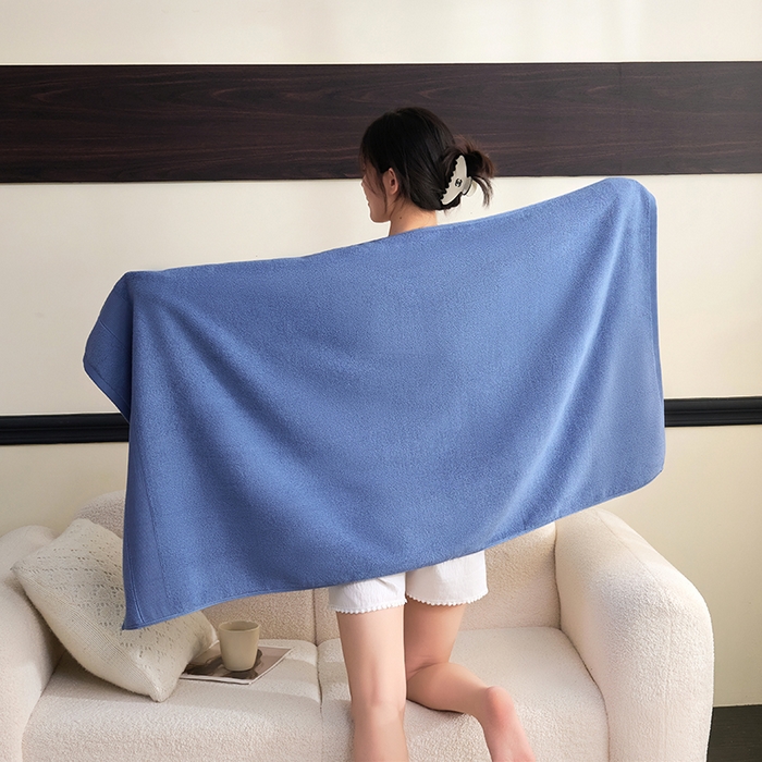 91家纺网 家纺一手货源 找家纺 棠薇家纺 2025新款素色全棉股纱毛巾浴巾套巾纯色 纯棉浴巾毛巾民宿宾馆酒店 毛巾-海茵蓝 毛巾 74*35cm