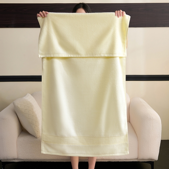 91家纺网 家纺一手货源 找家纺 棠薇家纺 2025新款素色全棉股纱毛巾浴巾套巾纯色 纯棉浴巾毛巾民宿宾馆酒店 毛巾-奶酪黄 毛巾 74*35cm