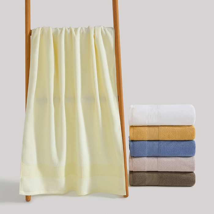 91家纺网 家纺一手货源 找家纺 棠薇家纺 2025新款素色全棉股纱毛巾浴巾套巾纯色 纯棉浴巾毛巾民宿宾馆酒店 浴巾-奶酪黄 浴巾140*70
