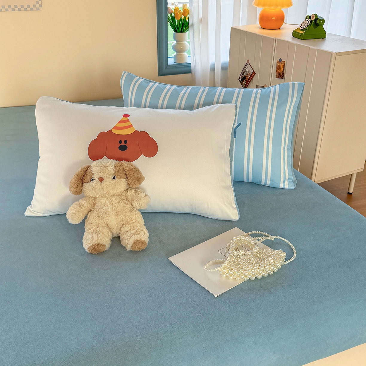 91家纺网 家纺一手货源 找家纺 （总）十一家居 2025新款A类原创设计大版印花恒温保暖牛奶绒床笠套件