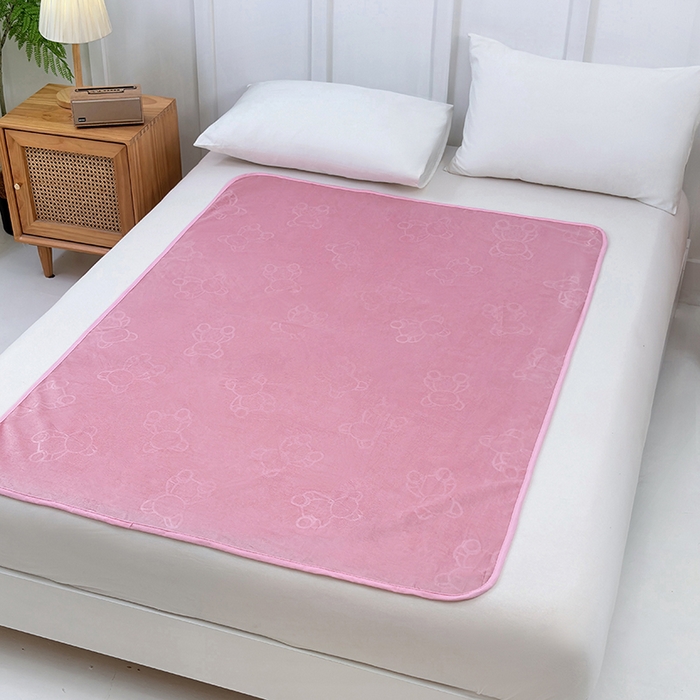 91家纺网 家纺一手货源 找家纺 茗婷家纺 2025新款牛奶绒防水床单隔尿垫供跨境外贸亚马逊秋冬热款 豆沙色