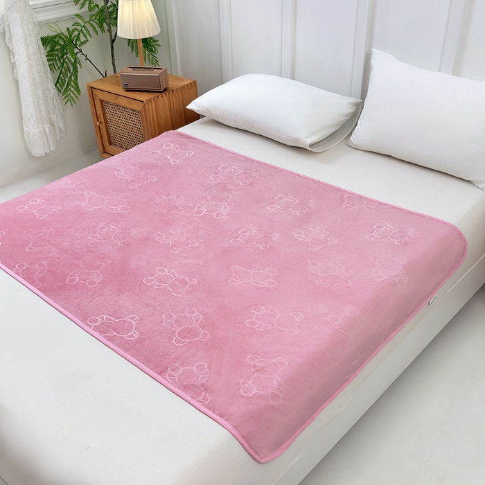 91家纺网 家纺一手货源 找家纺 茗婷家纺 2025新款牛奶绒防水床单隔尿垫供跨境外贸亚马逊秋冬热款 豆沙色