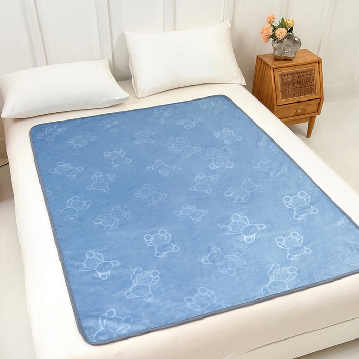 91家纺网 家纺一手货源 找家纺 茗婷家纺 2025新款牛奶绒防水床单隔尿垫供跨境外贸亚马逊秋冬热款 湖蓝色