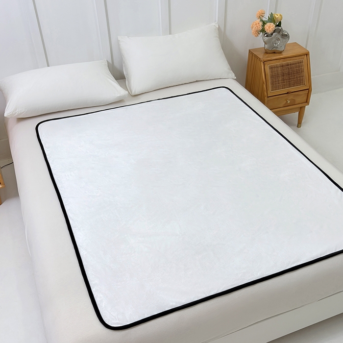 91家纺网 家纺一手货源 找家纺 茗婷家纺 2025新款牛奶绒防水床单隔尿垫供跨境外贸亚马逊秋冬热款 典雅白