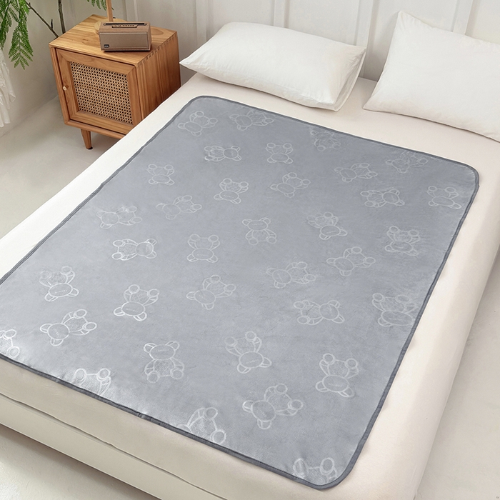 91家纺网 家纺一手货源 找家纺 茗婷家纺 2025新款牛奶绒防水床单隔尿垫供跨境外贸亚马逊秋冬热款 浅灰色