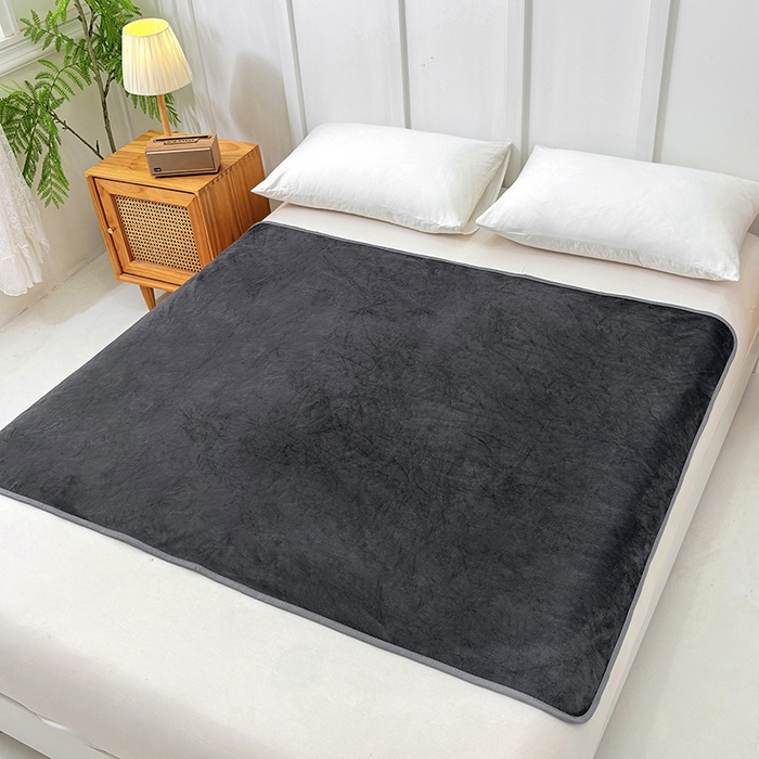 91家纺网 家纺一手货源 找家纺 茗婷家纺 2025新款牛奶绒防水床单隔尿垫供跨境外贸亚马逊秋冬热款 深灰色