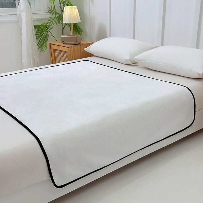 91家纺网 家纺一手货源 找家纺 茗婷家纺 2025新款牛奶绒防水床单隔尿垫供跨境外贸亚马逊秋冬热款 典雅白