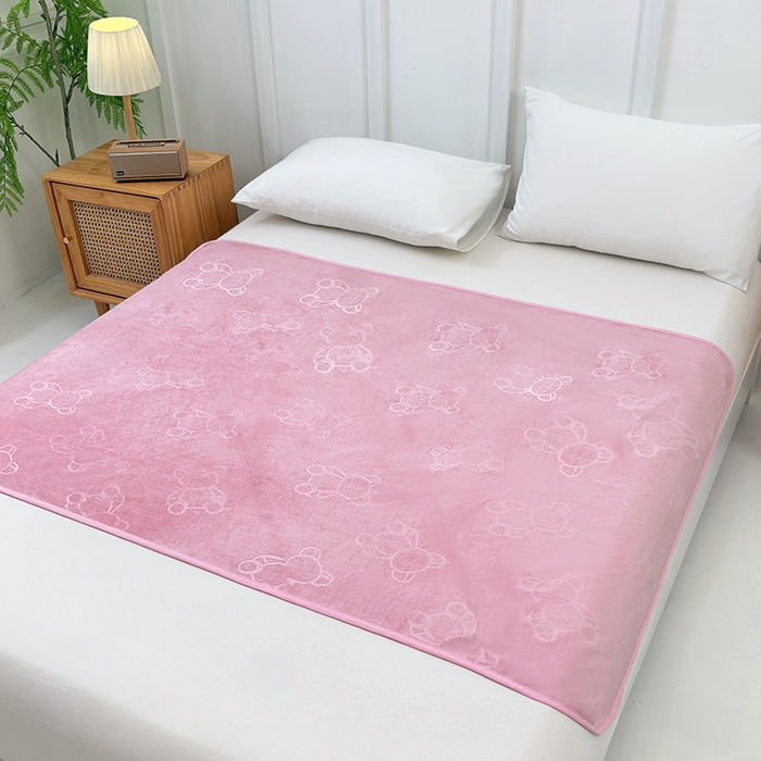 91家纺网 家纺一手货源 找家纺 茗婷家纺 2025新款牛奶绒防水床单隔尿垫供跨境外贸亚马逊秋冬热款 豆沙色