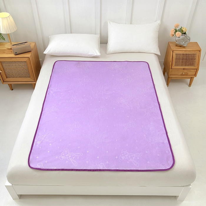 91家纺网 家纺一手货源 找家纺 茗婷家纺 2025新款牛奶绒防水床单隔尿垫供跨境外贸亚马逊秋冬热款 丁香紫