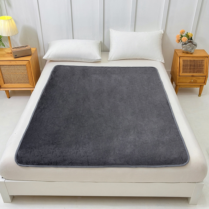 91家纺网 家纺一手货源 找家纺 茗婷家纺 2025新款牛奶绒防水床单隔尿垫供跨境外贸亚马逊秋冬热款 深灰色