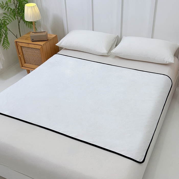 91家纺网 家纺一手货源 找家纺 茗婷家纺 2025新款牛奶绒防水床单隔尿垫供跨境外贸亚马逊秋冬热款 典雅白