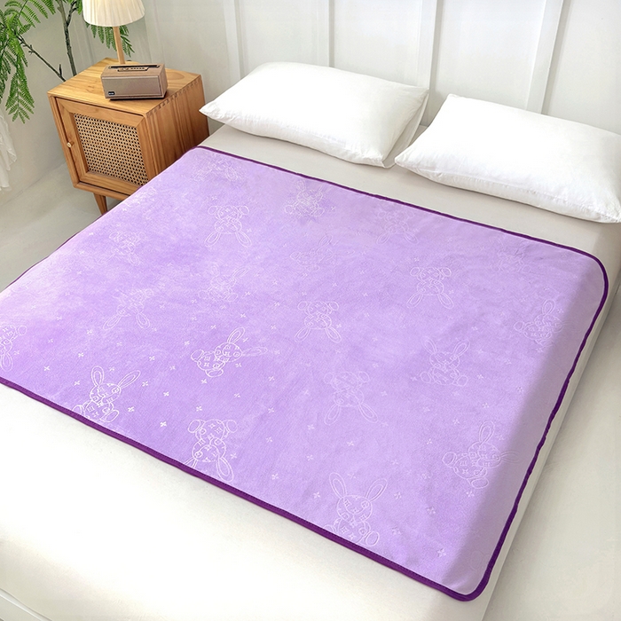 91家纺网 家纺一手货源 找家纺 茗婷家纺 2025新款牛奶绒防水床单隔尿垫供跨境外贸亚马逊秋冬热款 丁香紫