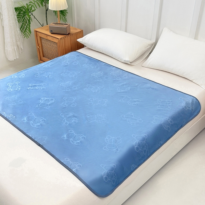 91家纺网 家纺一手货源 找家纺 茗婷家纺 2025新款牛奶绒防水床单隔尿垫供跨境外贸亚马逊秋冬热款 湖蓝色