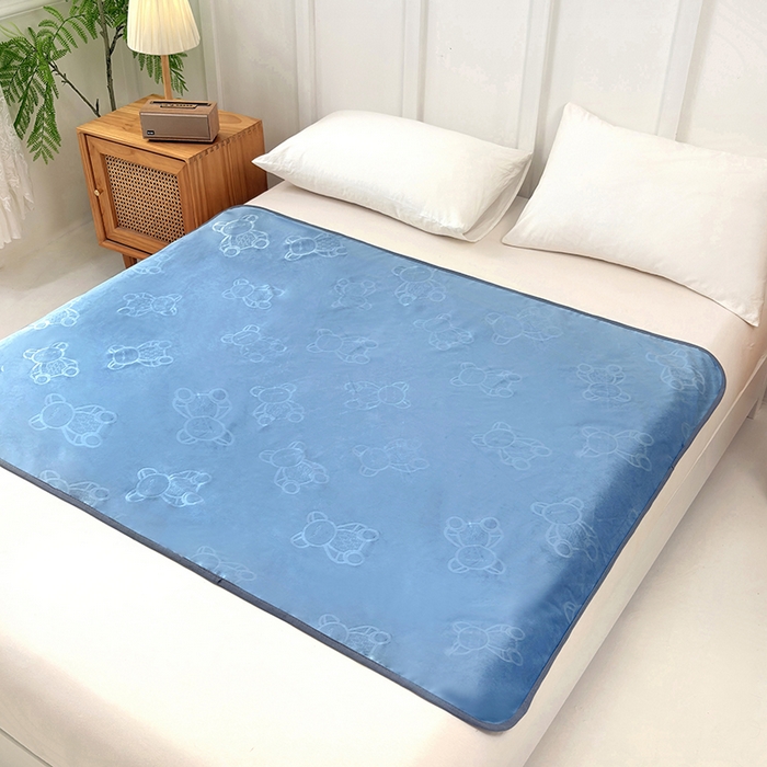 91家纺网 家纺一手货源 找家纺 茗婷家纺 2025新款牛奶绒防水床单隔尿垫供跨境外贸亚马逊秋冬热款 湖蓝色