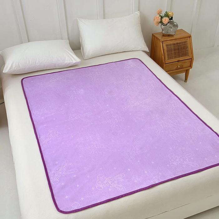 91家纺网 家纺一手货源 找家纺 茗婷家纺 2025新款牛奶绒防水床单隔尿垫供跨境外贸亚马逊秋冬热款 丁香紫