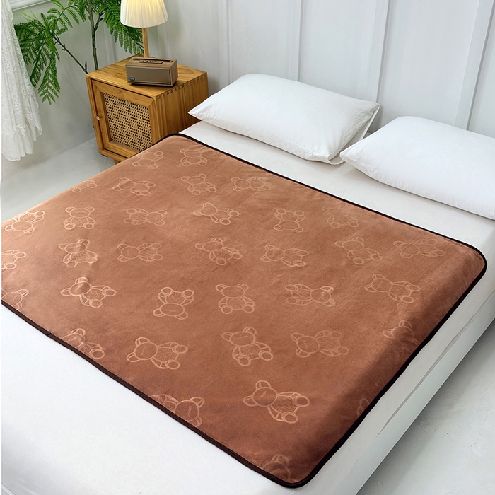 91家纺网 家纺一手货源 找家纺 茗婷家纺 2025新款牛奶绒防水床单隔尿垫供跨境外贸亚马逊秋冬热款 咖啡色