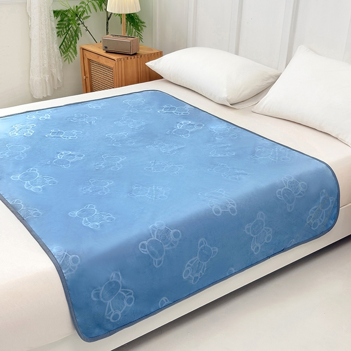 91家纺网 家纺一手货源 找家纺 茗婷家纺 2025新款牛奶绒防水床单隔尿垫供跨境外贸亚马逊秋冬热款 湖蓝色