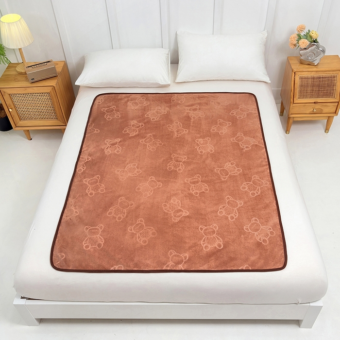 91家纺网 家纺一手货源 找家纺 茗婷家纺 2025新款牛奶绒防水床单隔尿垫供跨境外贸亚马逊秋冬热款 咖啡色