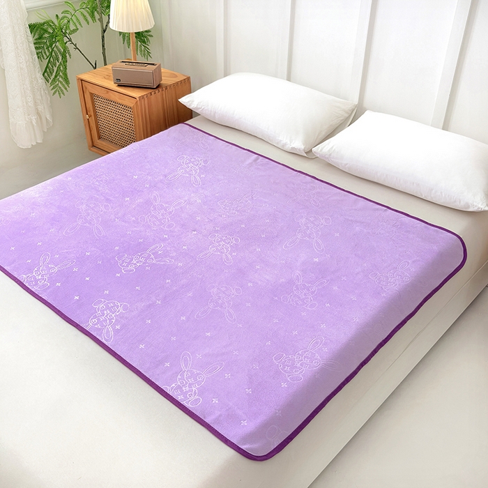 91家纺网 家纺一手货源 找家纺 茗婷家纺 2025新款牛奶绒防水床单隔尿垫供跨境外贸亚马逊秋冬热款 丁香紫