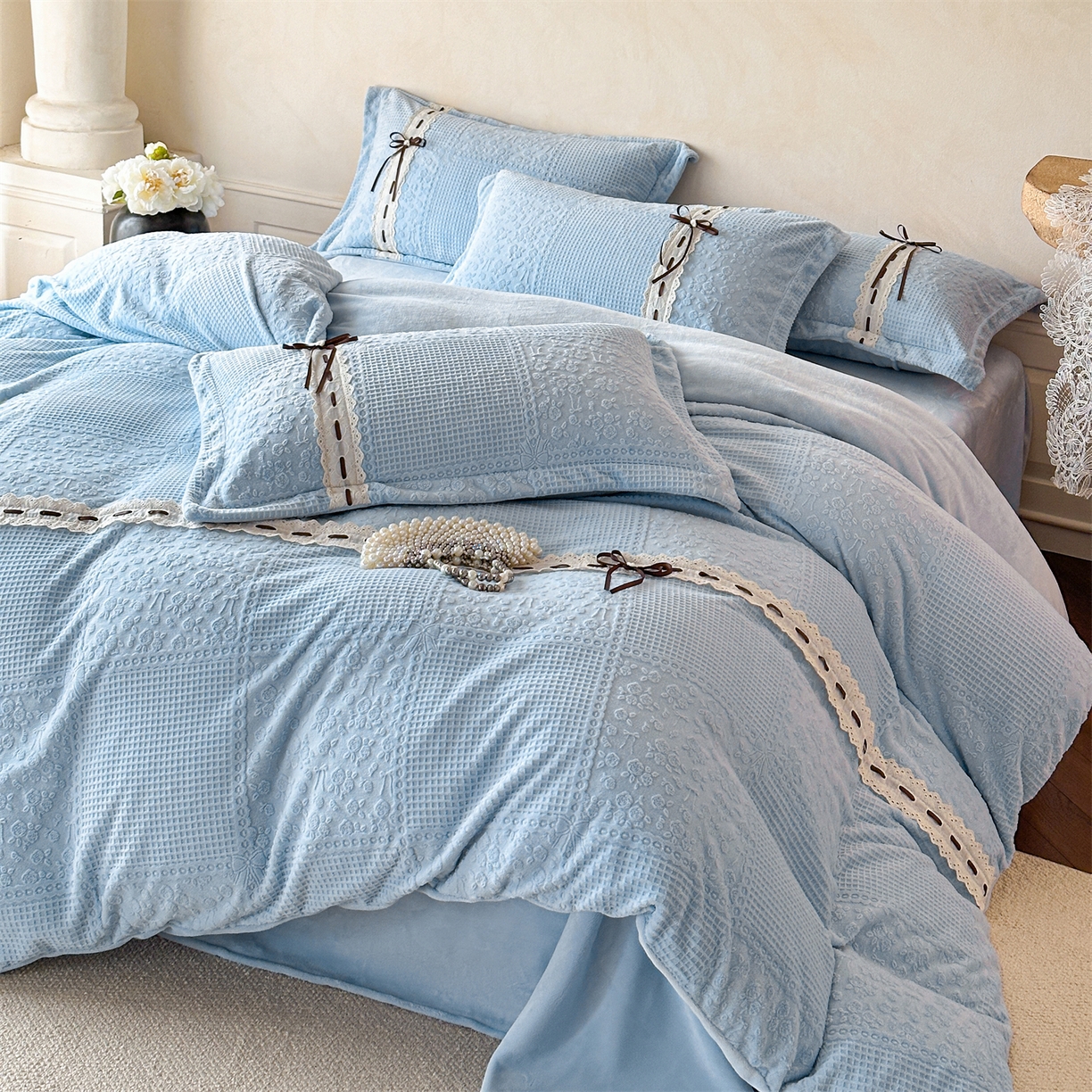 91家纺网 家纺一手货源 找家纺 （总）慕木家纺 2025新款高端雕花公主风蝴蝶结工艺款四件套绿野仙踪系列（直播热款）提供买家秀