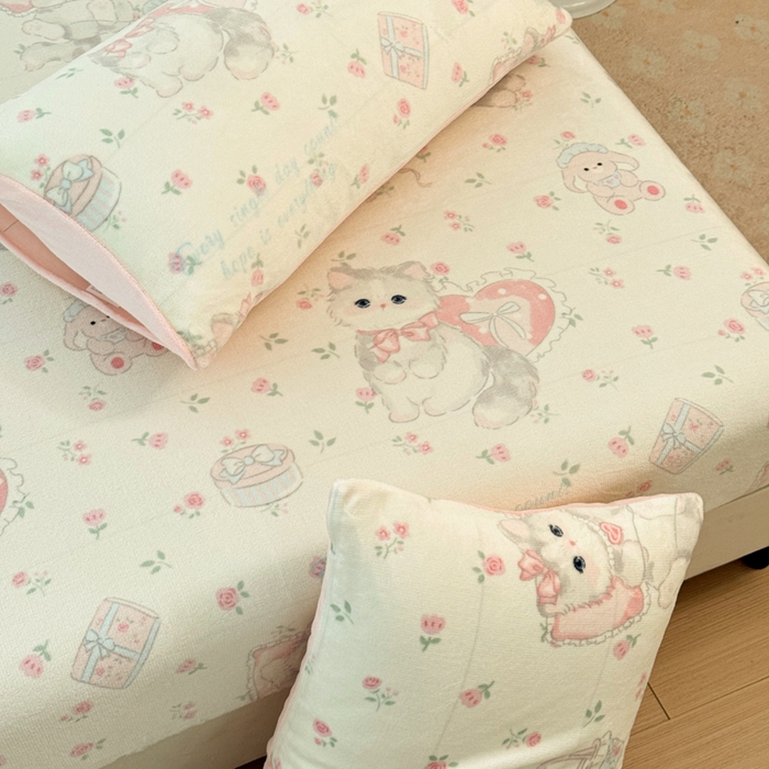 91家纺网 家纺一手货源 找家纺 （总）慕澄家纺 2025新款牛奶绒印花床笠床笠单品