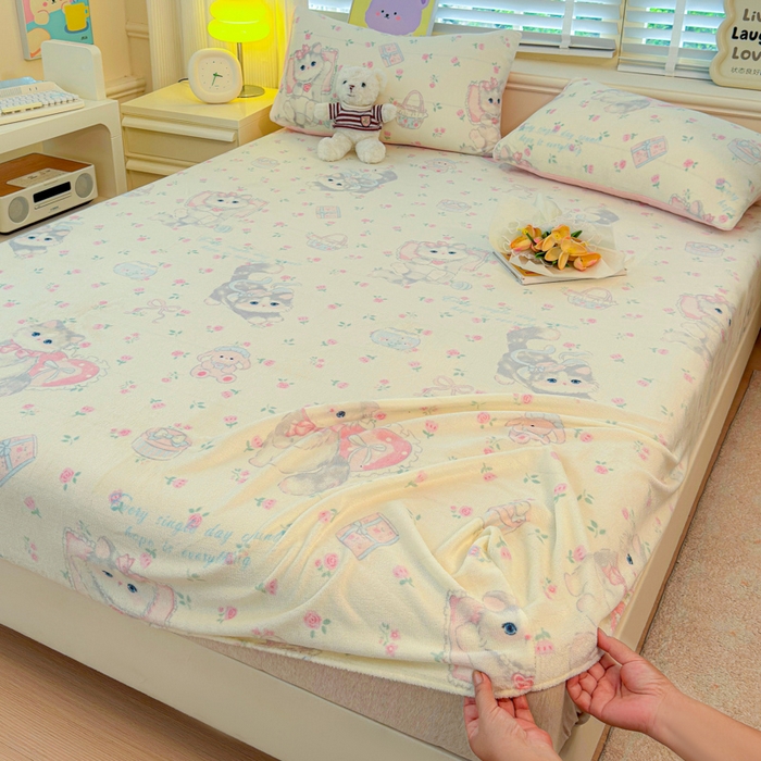 91家纺网 家纺一手货源 找家纺 （总）慕澄家纺 2025新款牛奶绒印花床笠床笠单品