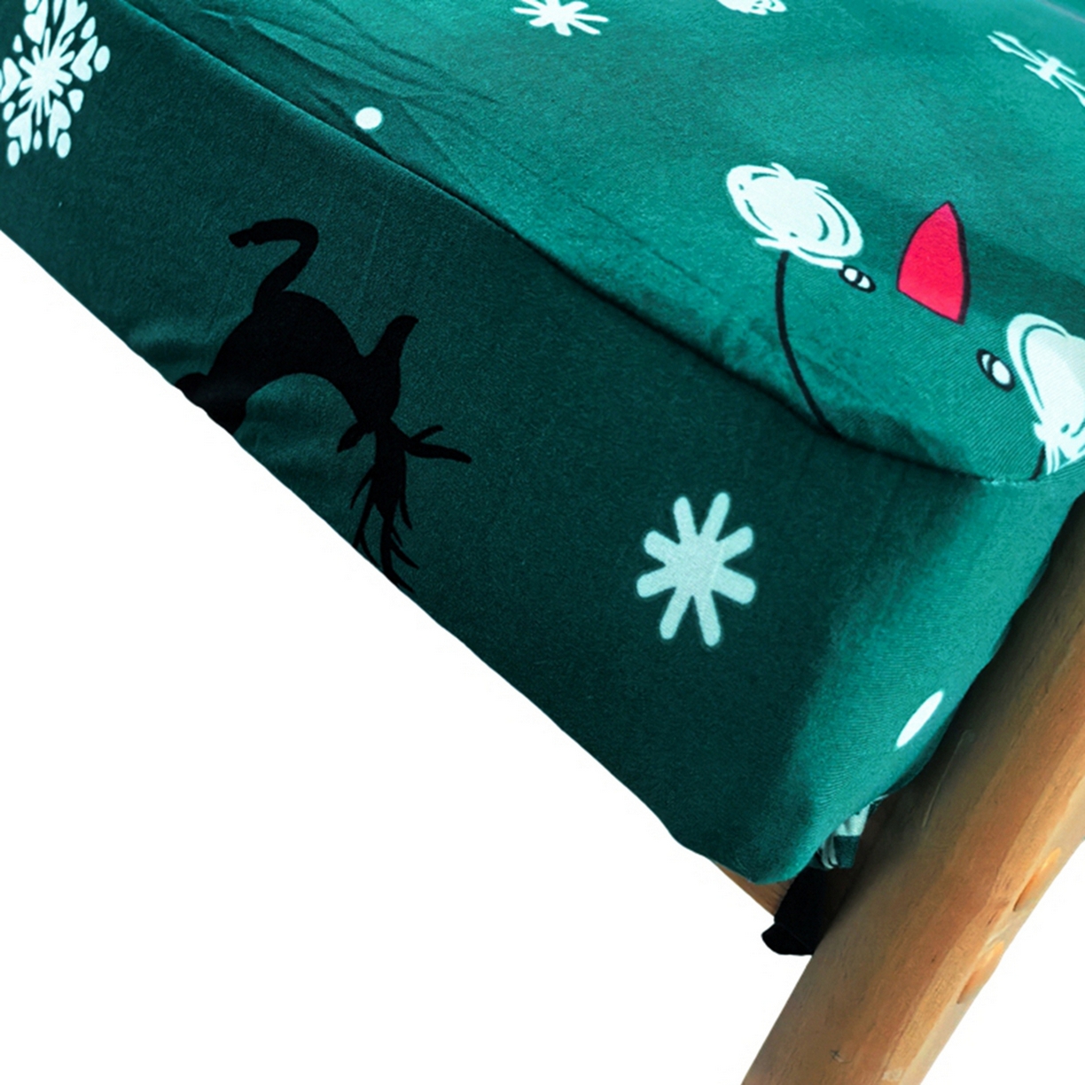 91家纺网 家纺一手货源 找家纺 壹零特色家纺 2025新款印花款实木多人沙发椅套 快乐圣诞-绿