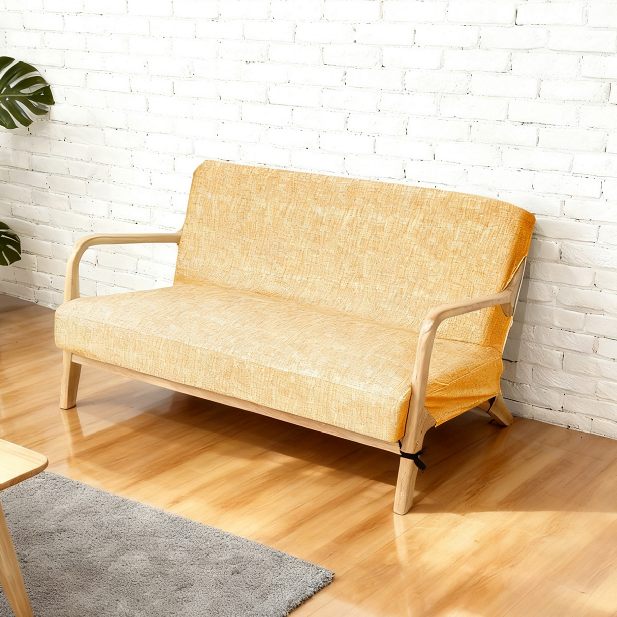 壹零特色家纺 2025新款印花款实木多人沙发椅套 亚麻纹卡其