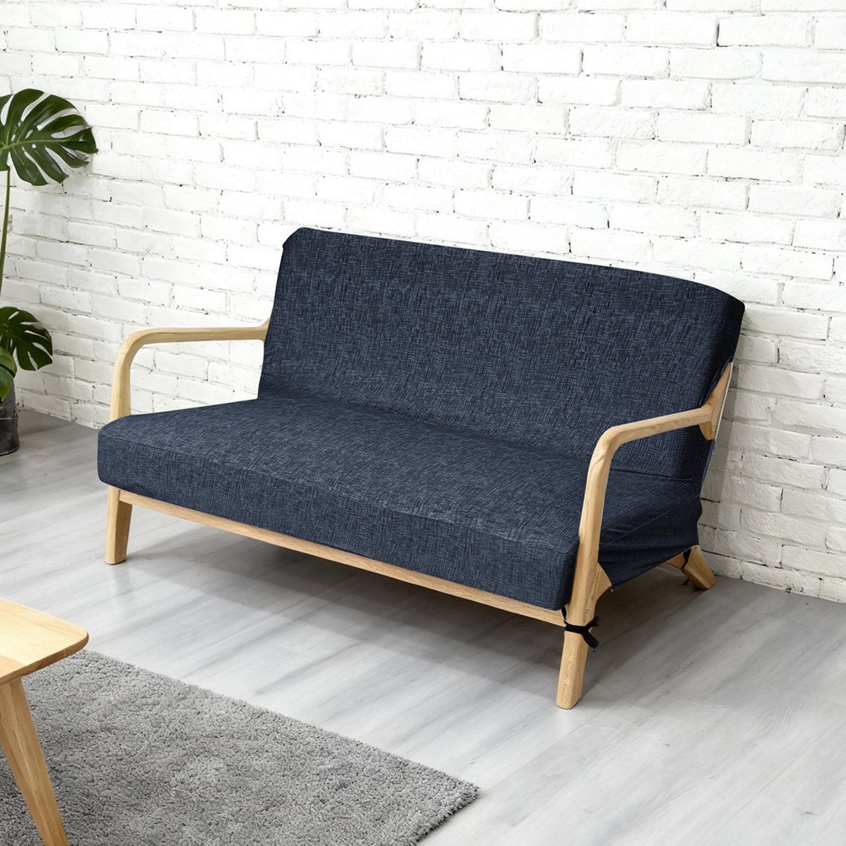 壹零特色家纺 2025新款印花款实木多人沙发椅套 亚麻纹深灰