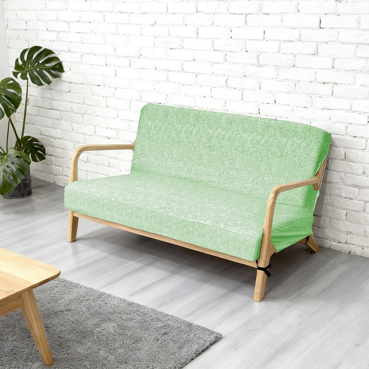 91家纺网 家纺一手货源 找家纺 壹零特色家纺 2025新款印花款实木多人沙发椅套 亚麻纹草绿