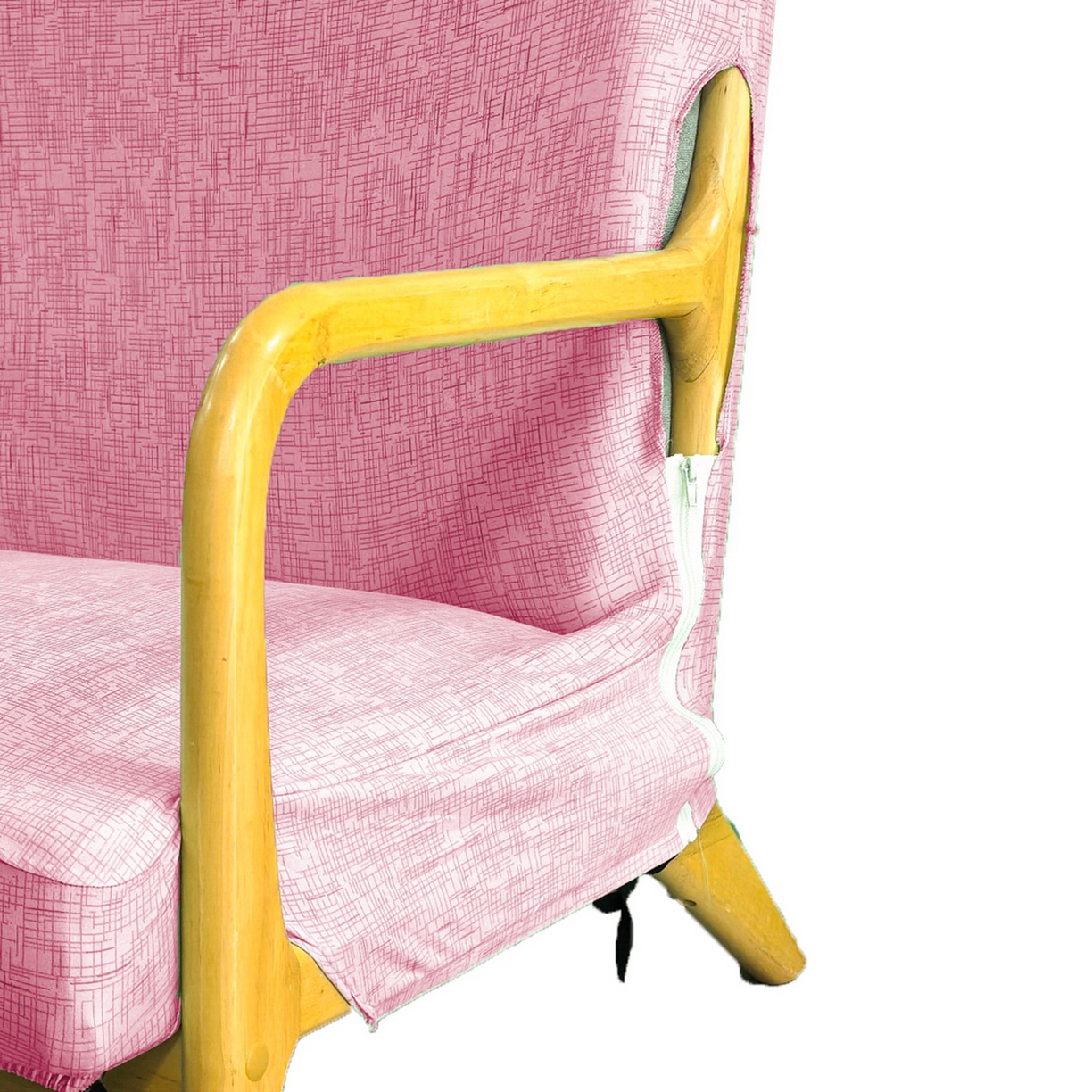 91家纺网 家纺一手货源 找家纺 壹零特色家纺 2025新款印花款实木多人沙发椅套 亚麻纹粉色