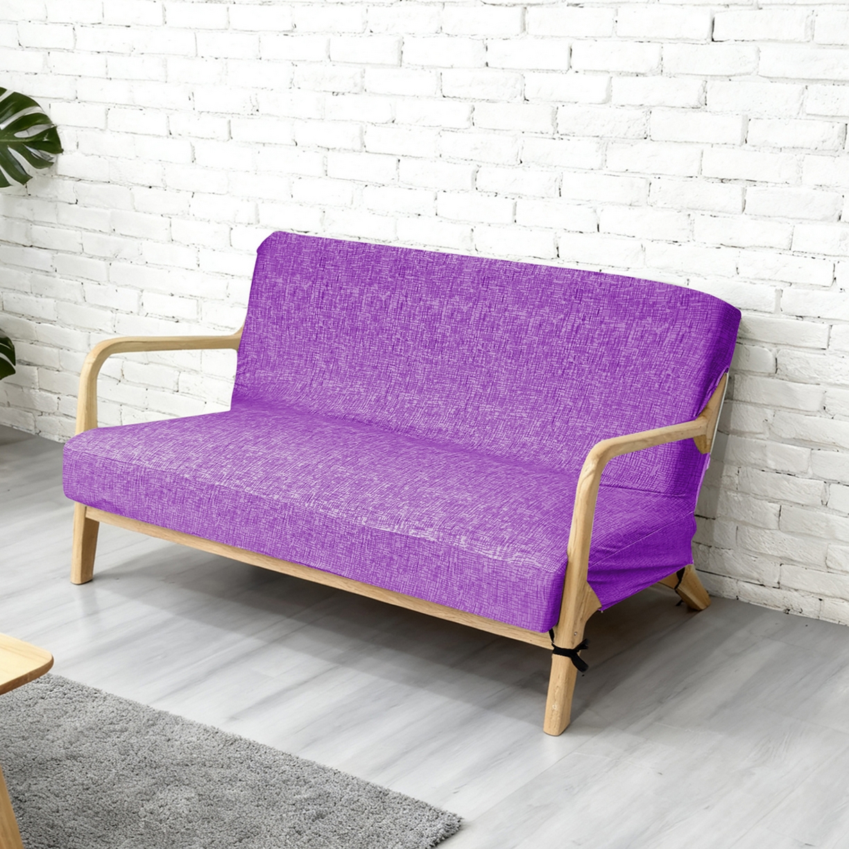 91家纺网 家纺一手货源 找家纺 壹零特色家纺 2025新款印花款实木多人沙发椅套 亚麻纹紫色