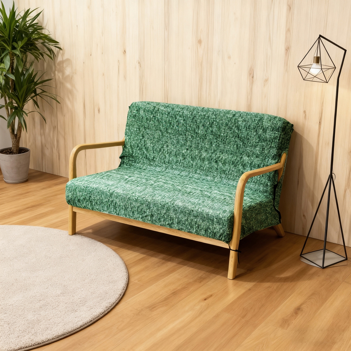 壹零特色家纺 2025新款印花款实木多人沙发椅套 松绿