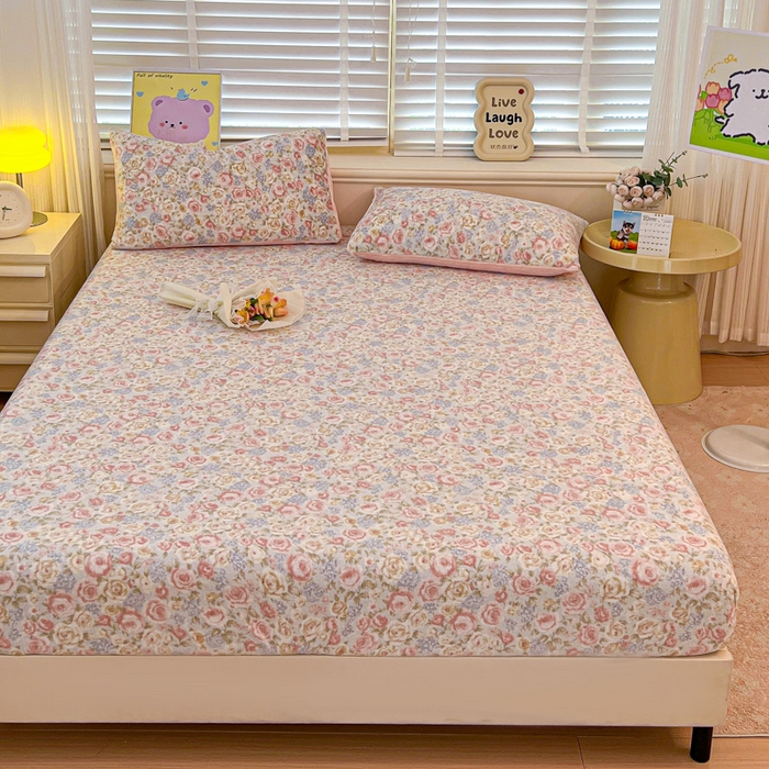 91家纺网 家纺一手货源 找家纺 慕澄家纺 2025新款牛奶绒印花床笠床笠单品 床笠-繁花