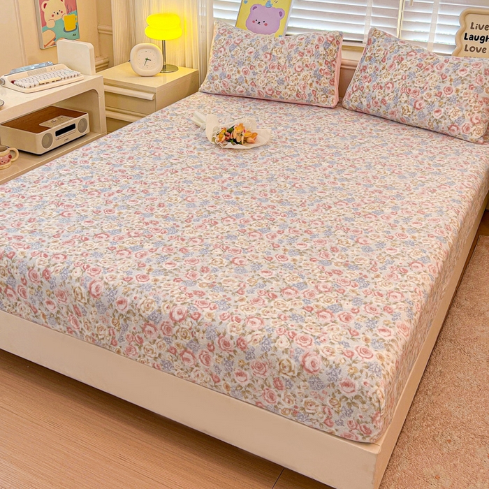 91家纺网 家纺一手货源 找家纺 慕澄家纺 2025新款牛奶绒印花床笠床笠单品 床笠-繁花