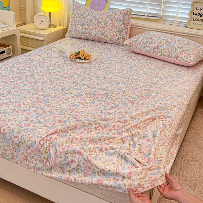 91家纺网 家纺一手货源 找家纺 慕澄家纺 2025新款牛奶绒印花床笠床笠单品 床笠-繁花