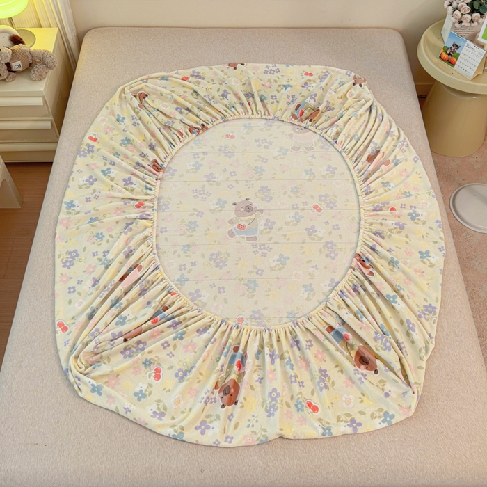 91家纺网 家纺一手货源 找家纺 慕澄家纺 2025新款牛奶绒印花床笠床笠单品 床笠-快乐卡皮