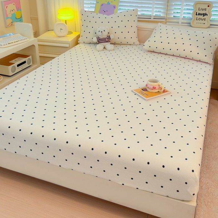 91家纺网 家纺一手货源 找家纺 慕澄家纺 2025新款牛奶绒印花床笠床笠单品 床笠-浪漫波点