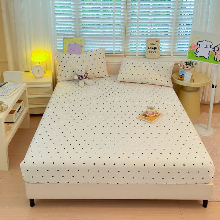 91家纺网 家纺一手货源 找家纺 慕澄家纺 2025新款牛奶绒印花床笠床笠单品 床笠-浪漫波点