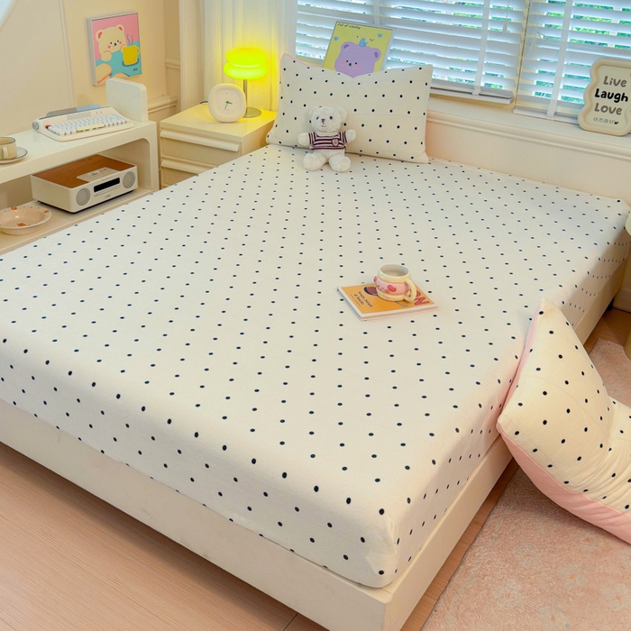 91家纺网 家纺一手货源 找家纺 慕澄家纺 2025新款牛奶绒印花床笠床笠单品 床笠-浪漫波点