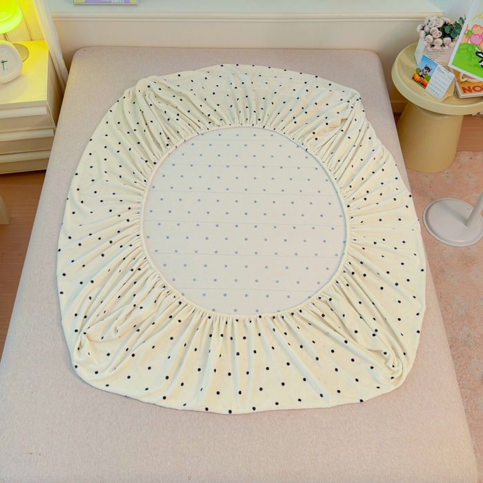 91家纺网 家纺一手货源 找家纺 慕澄家纺 2025新款牛奶绒印花床笠床笠单品 床笠-浪漫波点