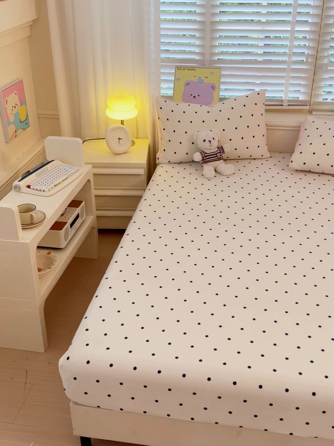 91家纺网 家纺一手货源 找家纺 慕澄家纺 2025新款牛奶绒印花床笠床笠单品 床笠-浪漫波点